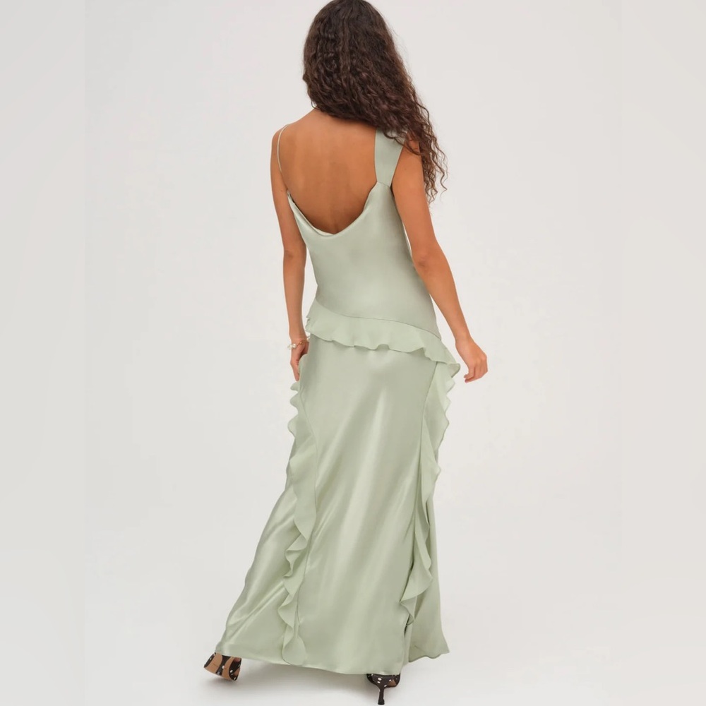 $319 NWT Sage For Love And Lemons “Sawyer” Ruffle Maxi Dress Sz Medium - Picture 3 of 16